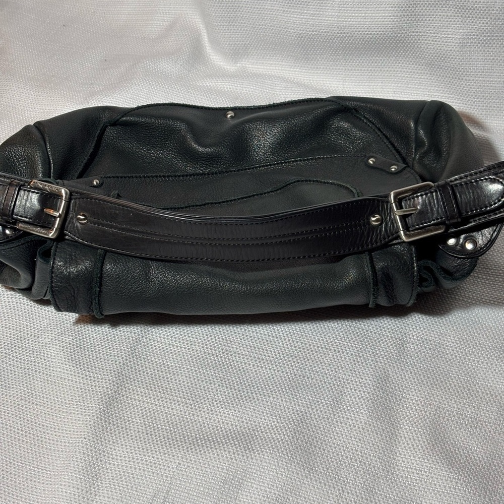 Kenneth Cole New York Black Pebbled Leather Shoulder Hobo Bag - Picture 17 of 17